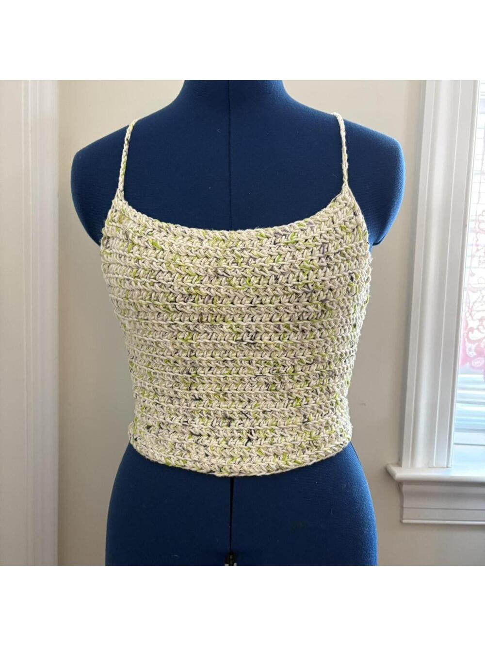 Cream Open Back Lace Up Crochet Top Crop Top.